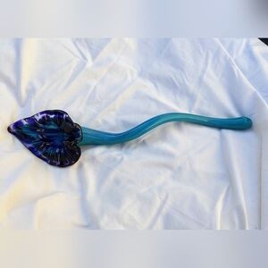 Blue and Teal Green Glass Flower Decor